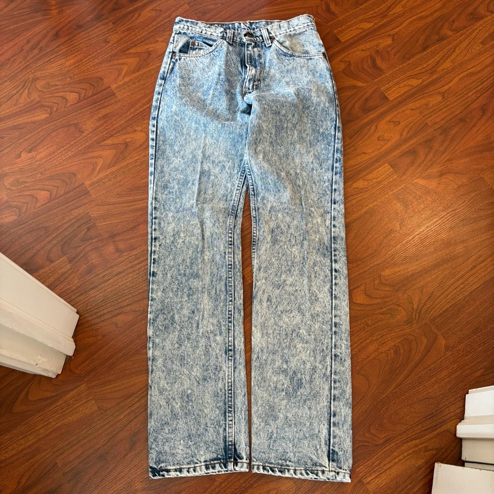 Vintage Levis 506 Jeans Size 28x32 Acid Wash Orange Tab USA Made Retro Western - Picture 4 of 8